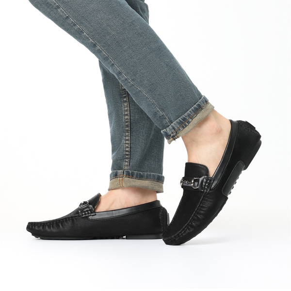 Men's Horsebit Moccasin Loafer Shoes - BLACK - 8